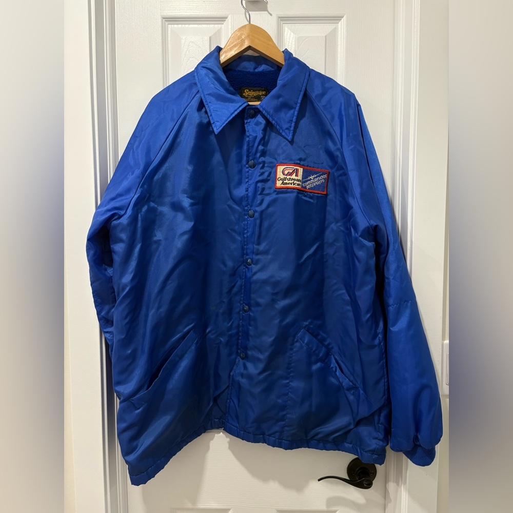 Vintage Gulf Stream Jets 1980s Jacket Fleece Lined made in USA satin